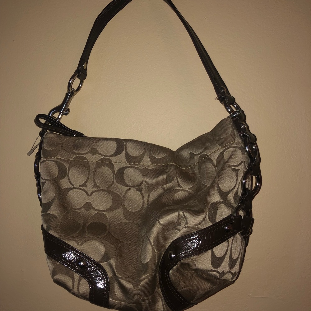 Tan Coach purse